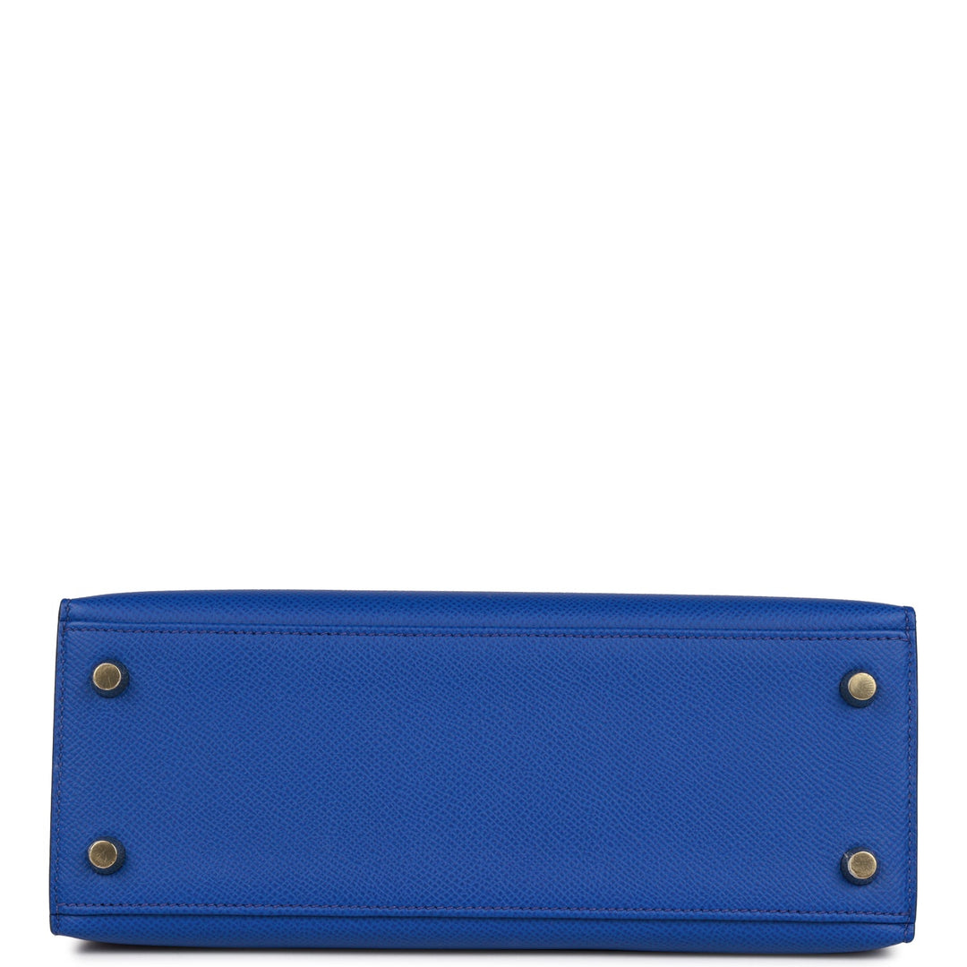 Hermes Kelly 25 Sellier Bleu Royal Epsom Gold Hardware