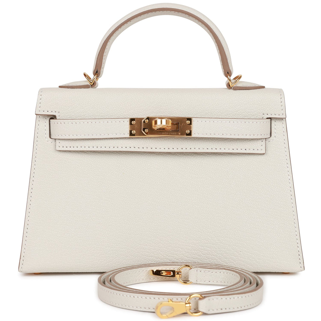 Hermes Kelly 20 Sellier Mushroom Chèvre Gold Hardware