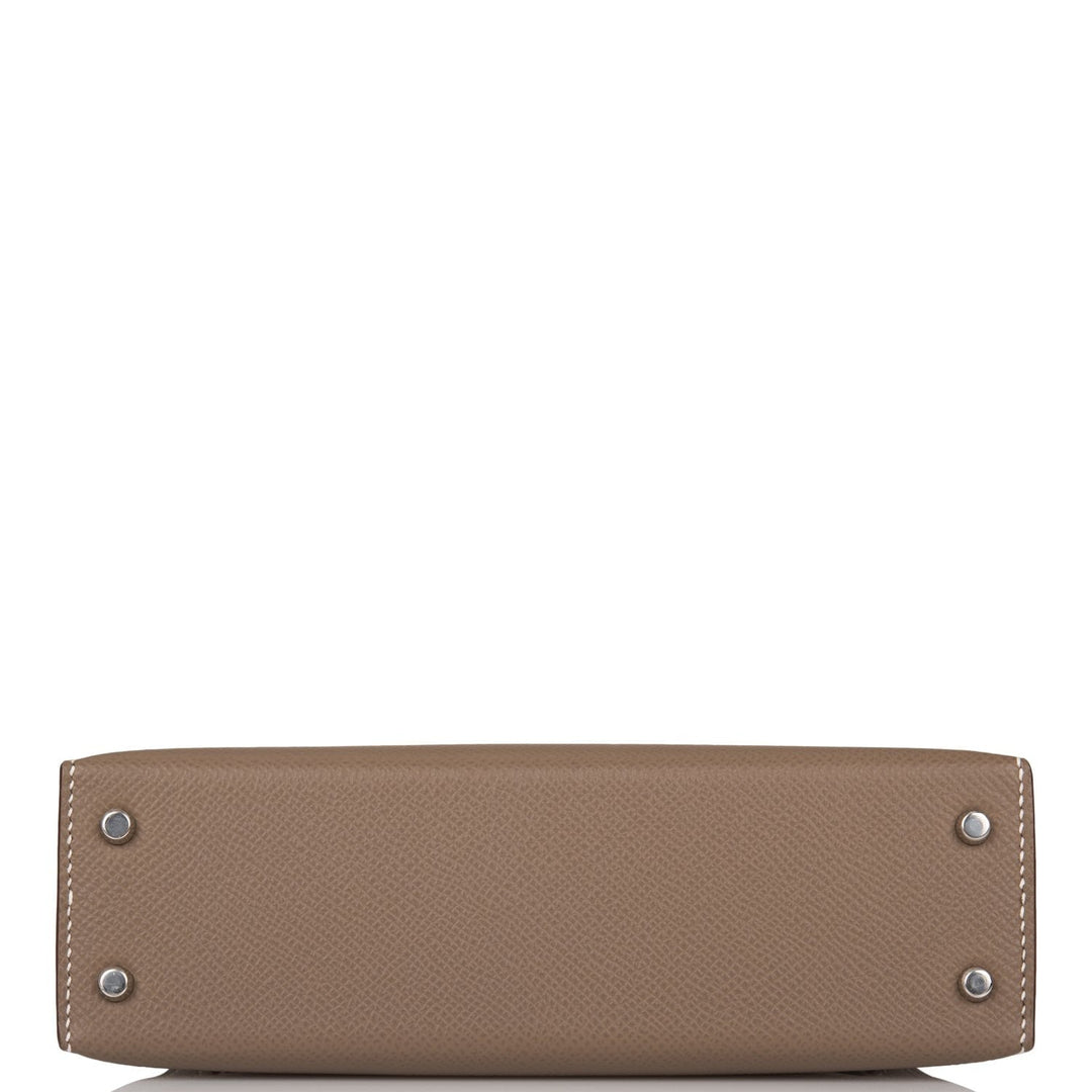 Hermes Kelly 20 Sellier Etoupe Epsom Palladium Hardware