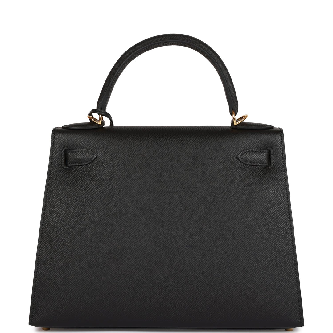 Hermes Kelly 28 Sellier Black Epsom Gold Hardware