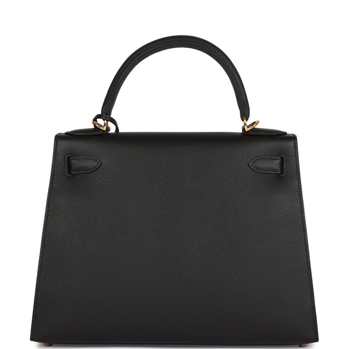 Hermes Kelly 28 Sellier Black Epsom Gold Hardware