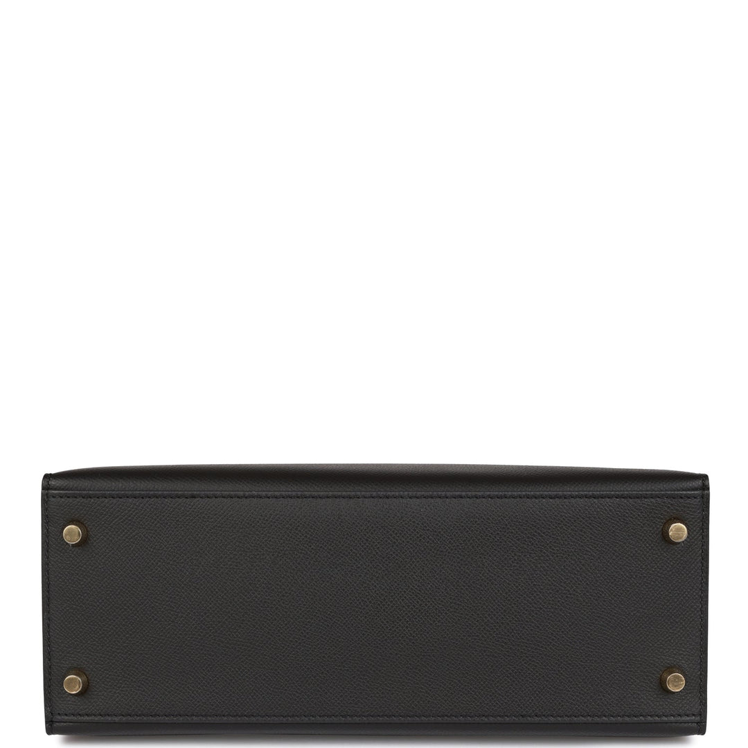 Hermes Kelly 28 Sellier Black Epsom Gold Hardware