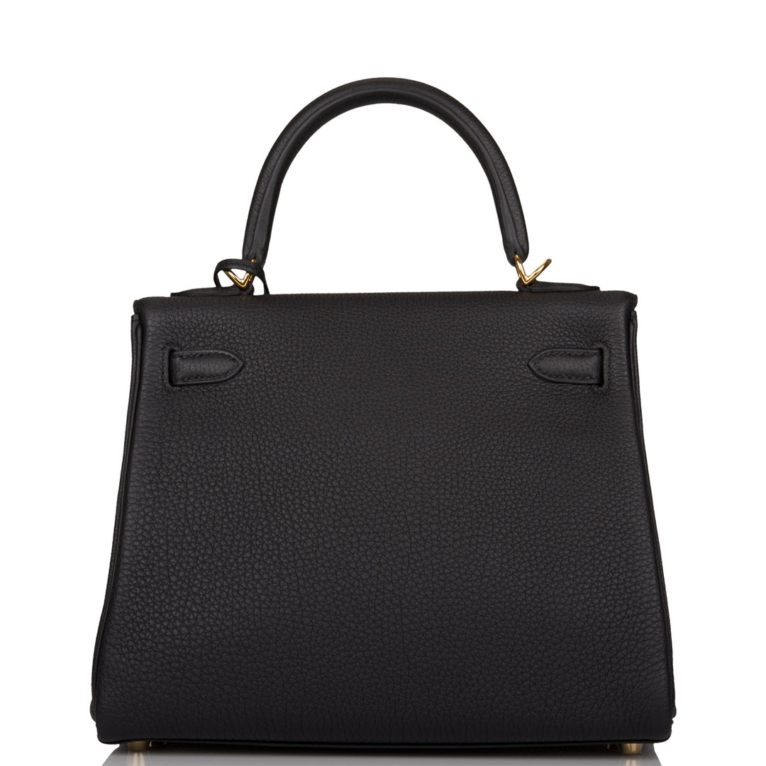 Hermes Kelly 25 Retourne Black Togo Gold Hardware
