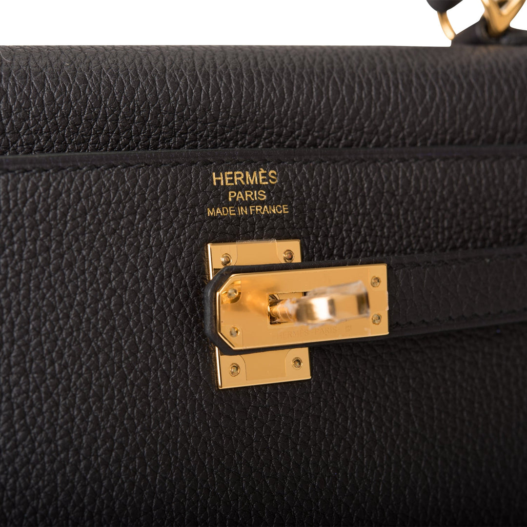 Hermes Kelly 25 Retourne Black Togo Gold Hardware