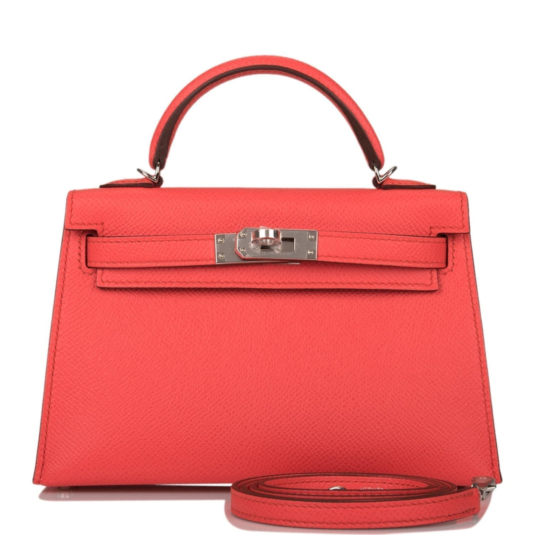 Hermes Kelly 20 Sellier Rose Texas Epsom Palladium Hardware