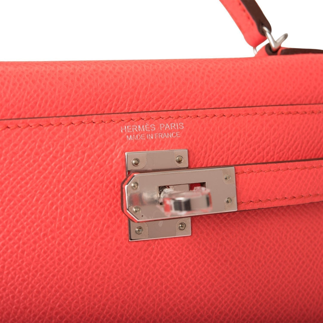 Hermes Kelly 20 Sellier Rose Texas Epsom Palladium Hardware
