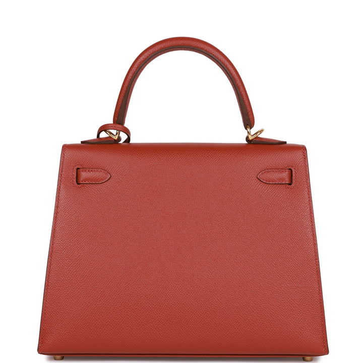 Hermes Kelly 25 Sellier Rouge Venetian Epsom Gold Hardware