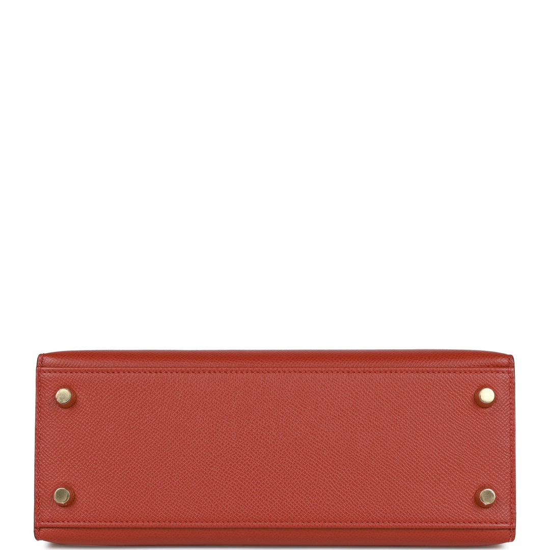 Hermes Kelly 25 Sellier Rouge Venetian Epsom Gold Hardware