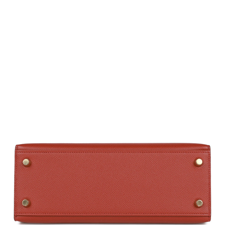 Hermes Kelly 25 Sellier Rouge Venetian Epsom Gold Hardware