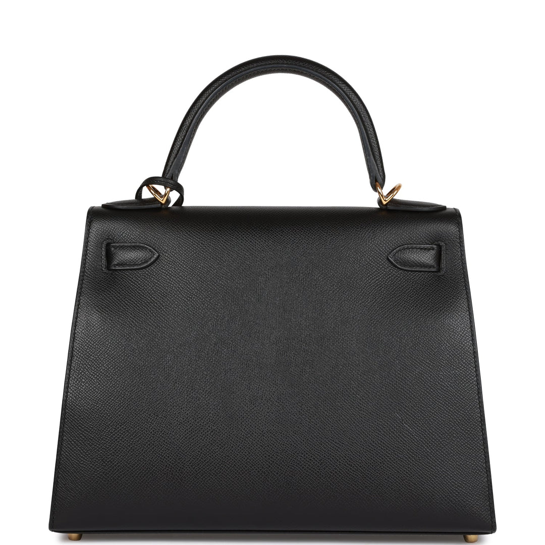 Hermes Kelly 28 Sellier Black Epsom Gold Hardware