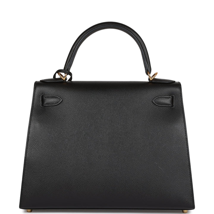 Hermes Kelly 28 Sellier Black Epsom Gold Hardware