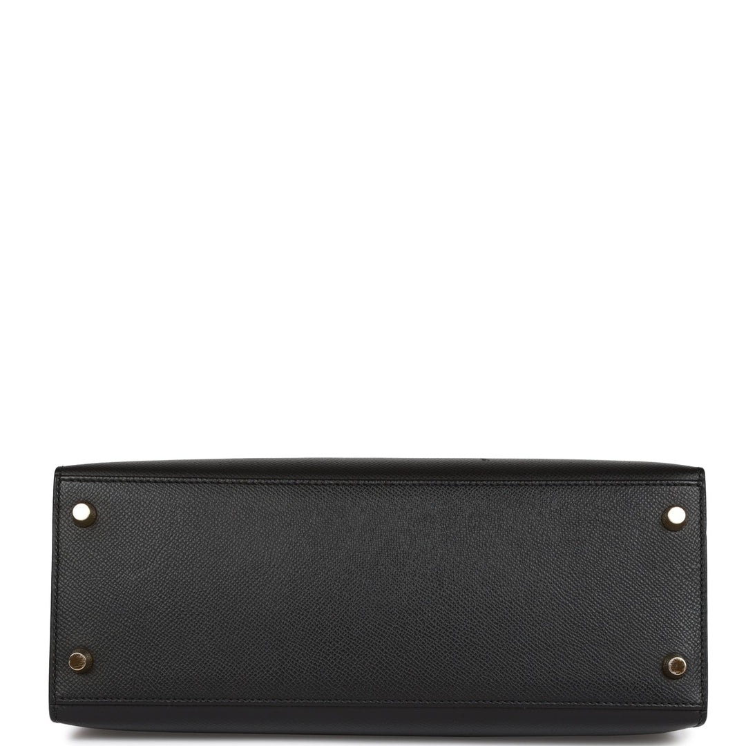 Hermes Kelly 28 Sellier Black Epsom Gold Hardware