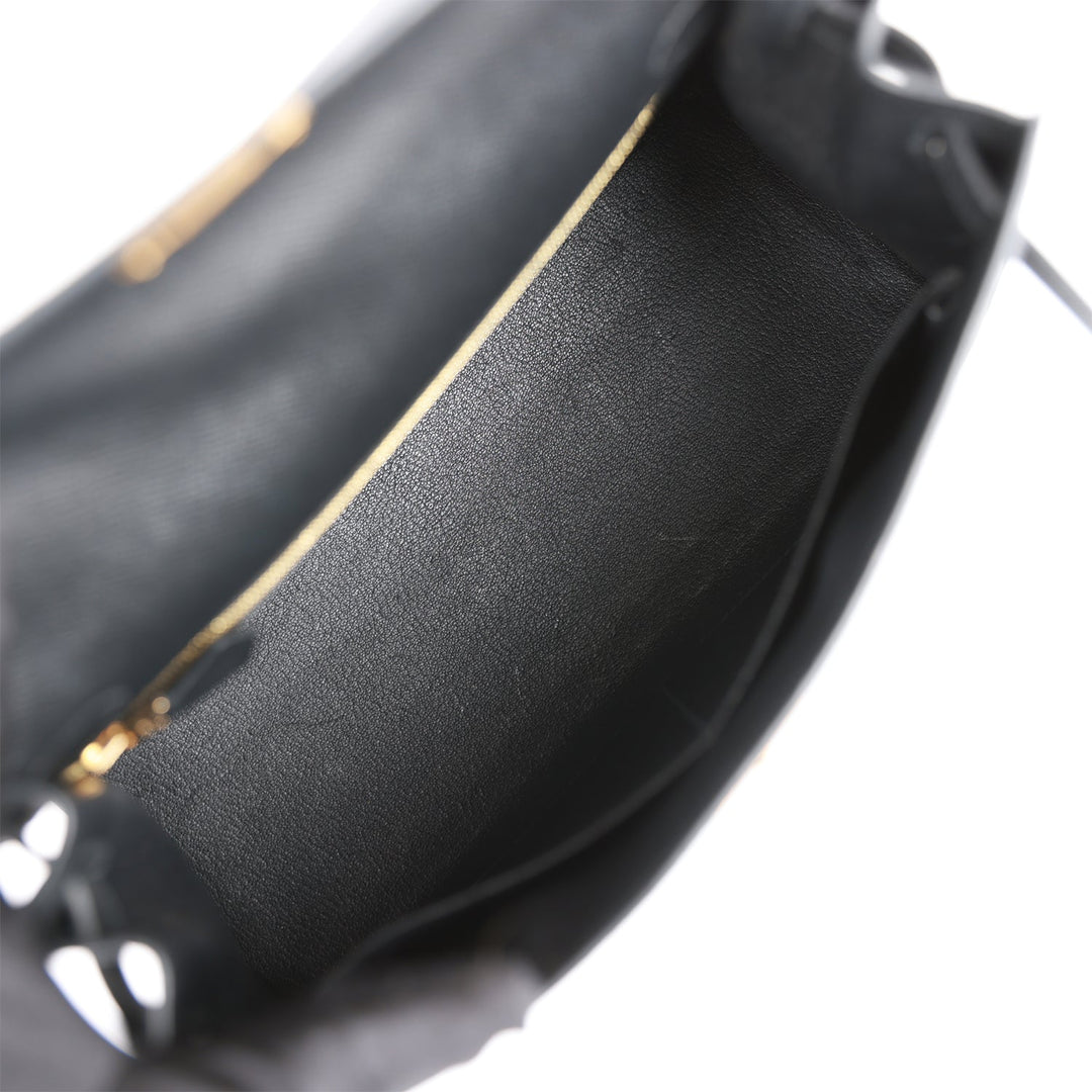 Hermes Kelly 28 Sellier Black Epsom Gold Hardware