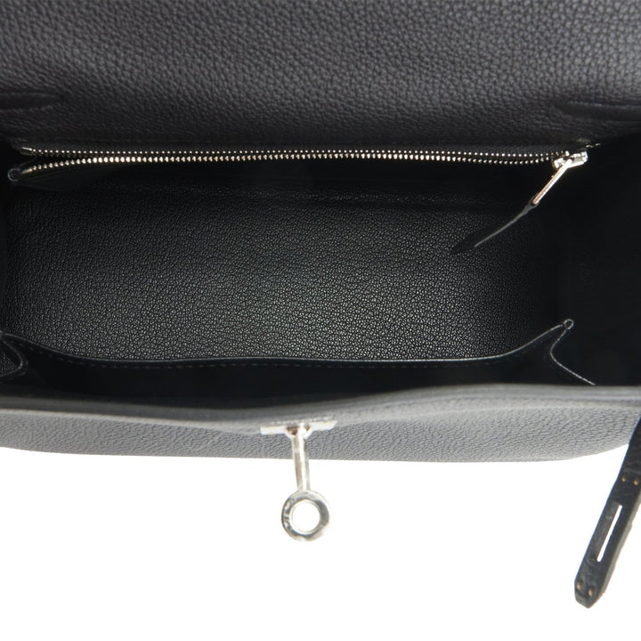 Hermes Kelly 25 Retourne Black Togo Palladium Hardware