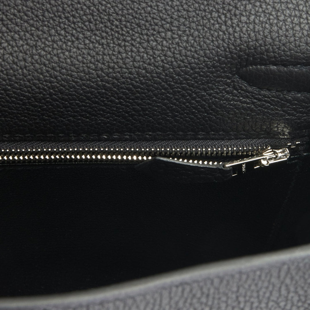 Hermes Kelly 25 Retourne Black Togo Palladium Hardware