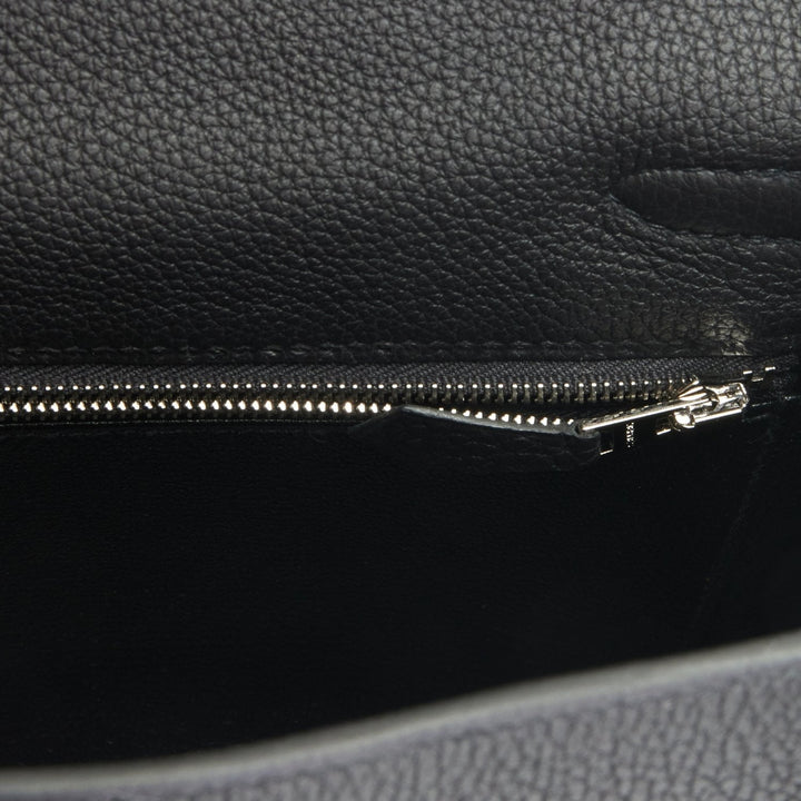 Hermes Kelly 25 Retourne Black Togo Palladium Hardware