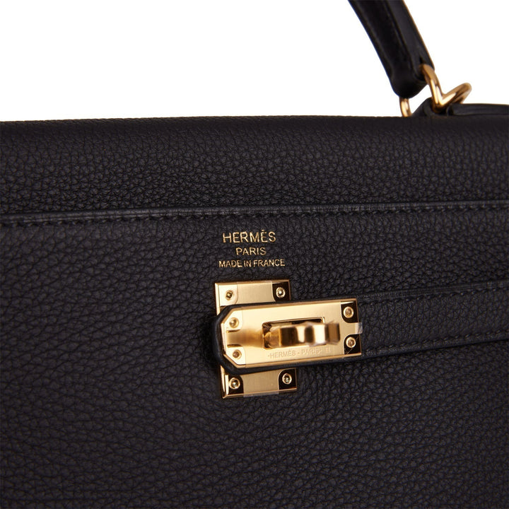 Hermes Kelly 25 Retourne Black Togo Gold Hardware