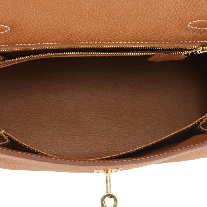 Hermes Kelly 25 Retourne Gold Togo Gold Hardware