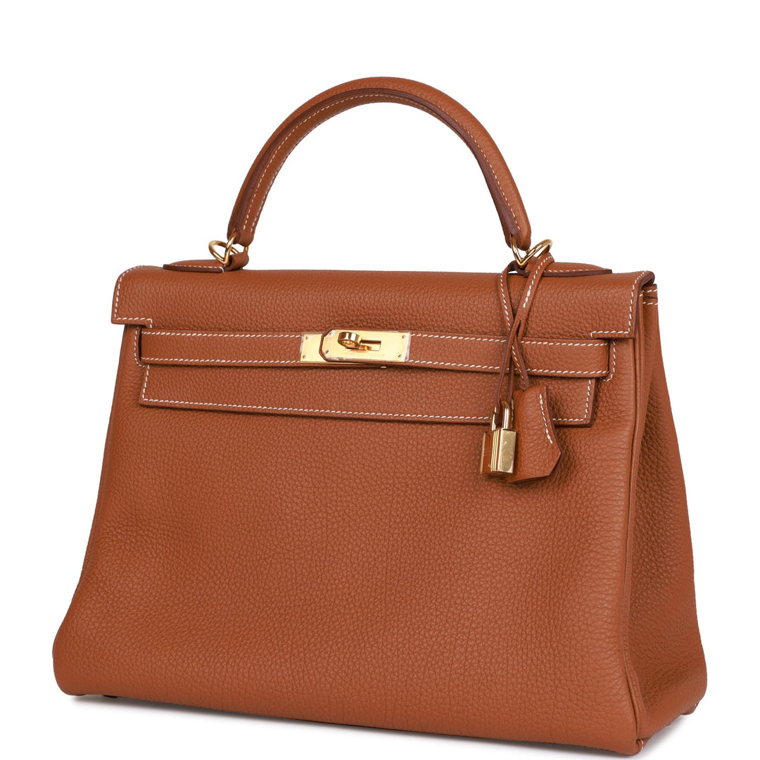 Hermes Kelly 32 Retourne Gold Togo Gold Hardware