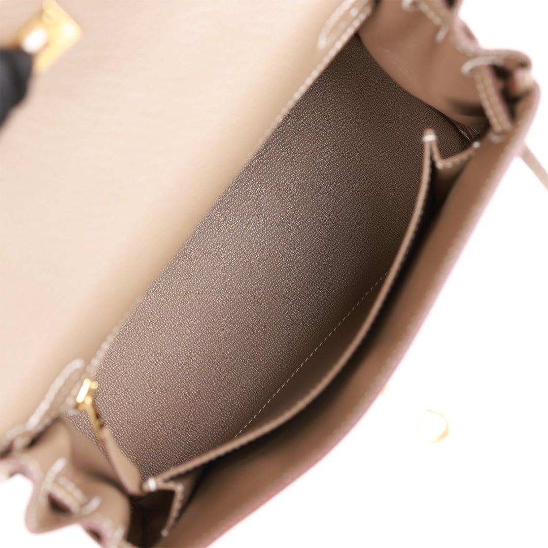 Hermes Kelly 25 Retourne Etoupe Togo Gold Hardware