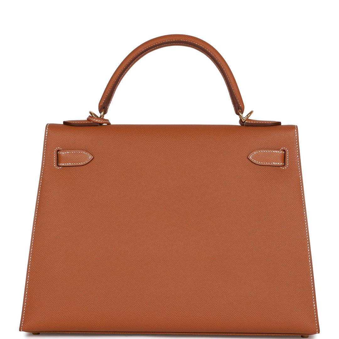 Hermes Kelly 32 Sellier Gold Epsom Gold Hardware