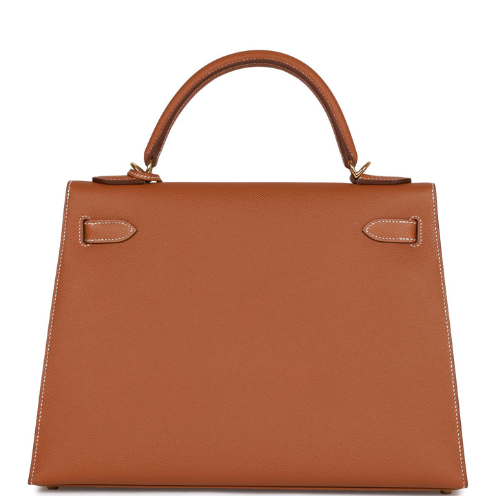 Hermes Kelly 32 Sellier Gold Epsom Gold Hardware