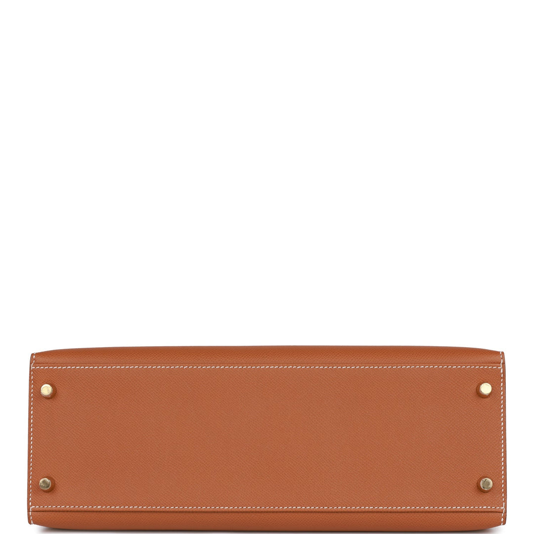 Hermes Kelly 32 Sellier Gold Epsom Gold Hardware