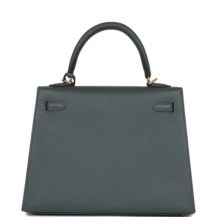 Hermes Kelly 25 Sellier Bleu Orage Epsom Gold Hardware