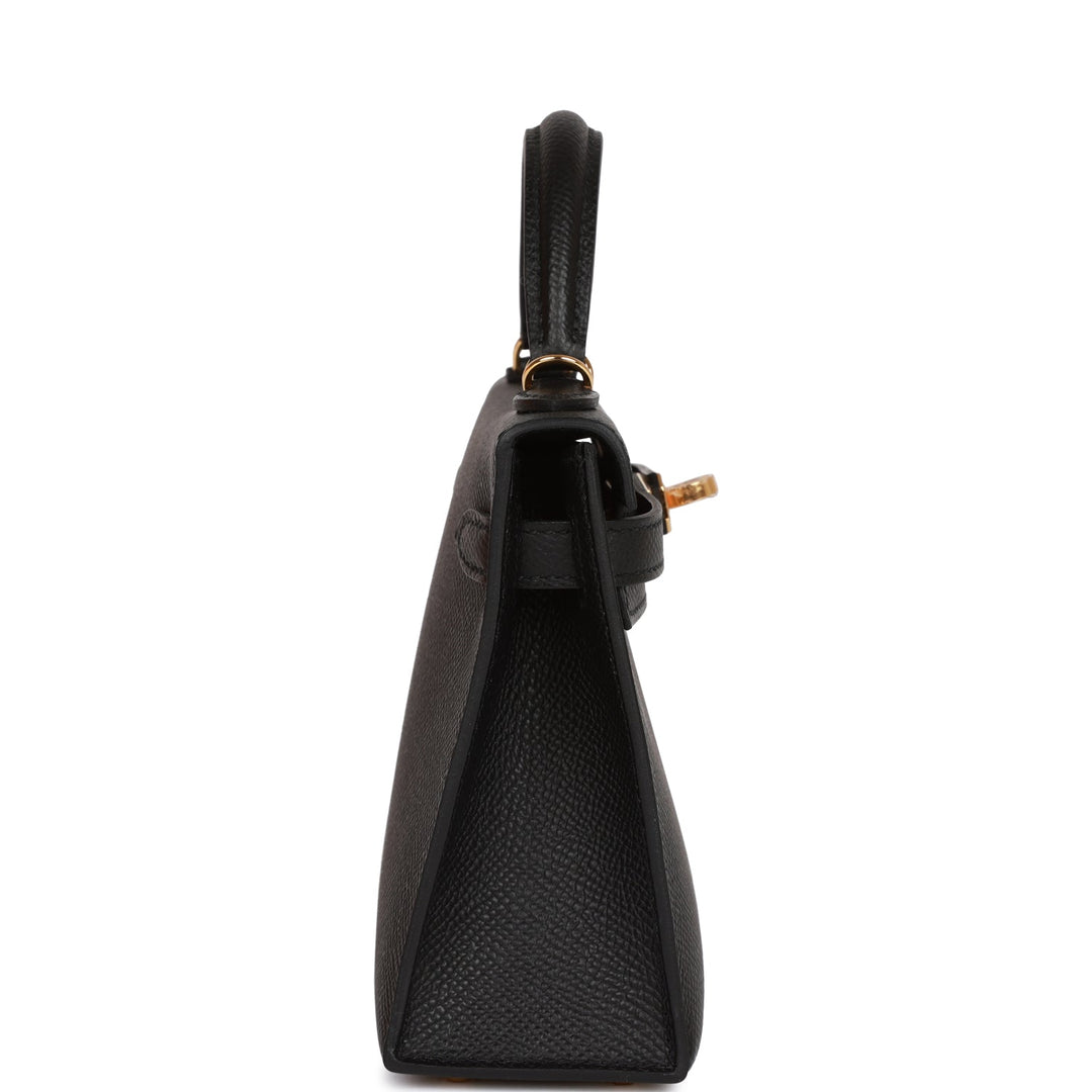 Hermes Kelly 20 Sellier Black Epsom Gold Hardware