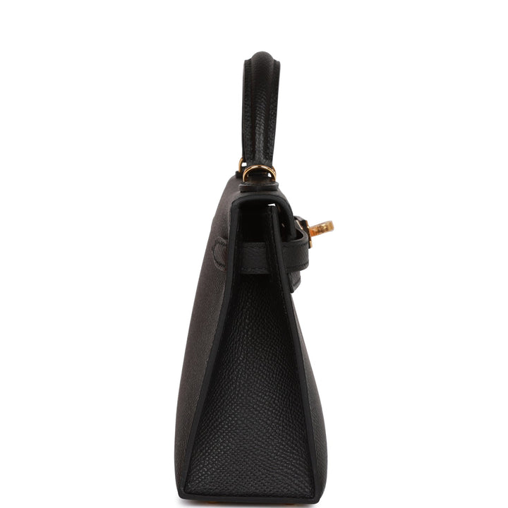 Hermes Kelly 20 Sellier Black Epsom Gold Hardware