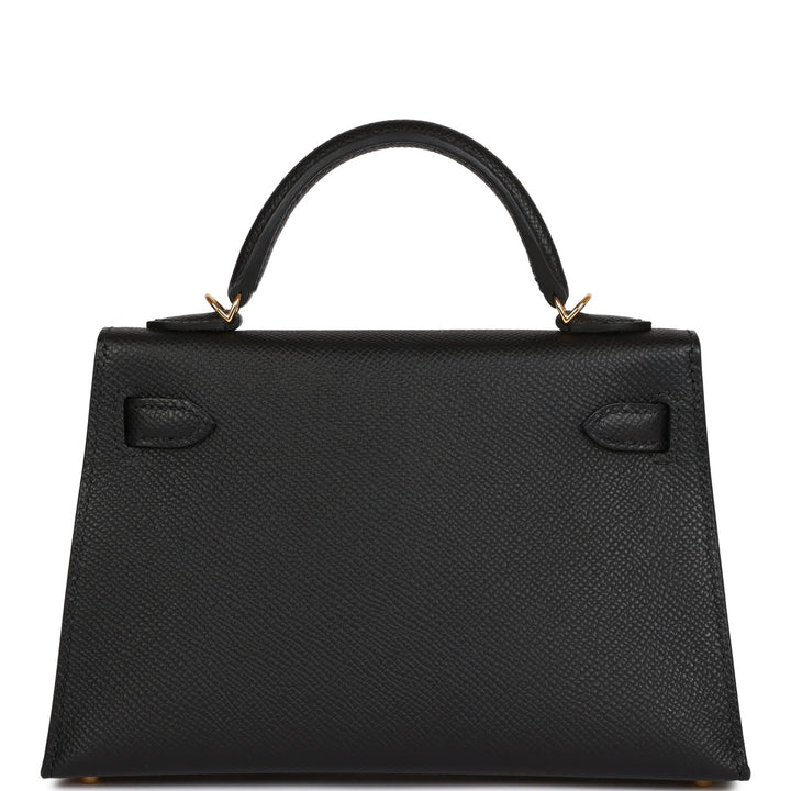 Hermes Kelly 20 Sellier Black Epsom Gold Hardware