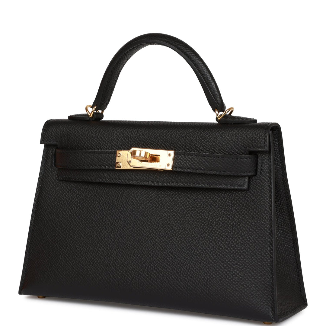 Hermes Kelly 20 Sellier Black Epsom Gold Hardware