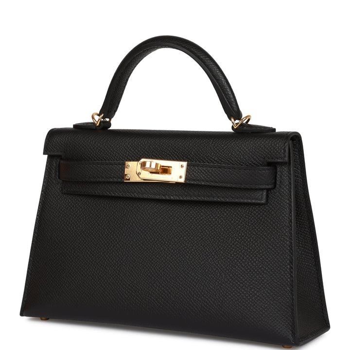 Hermes Kelly 20 Sellier Black Epsom Gold Hardware