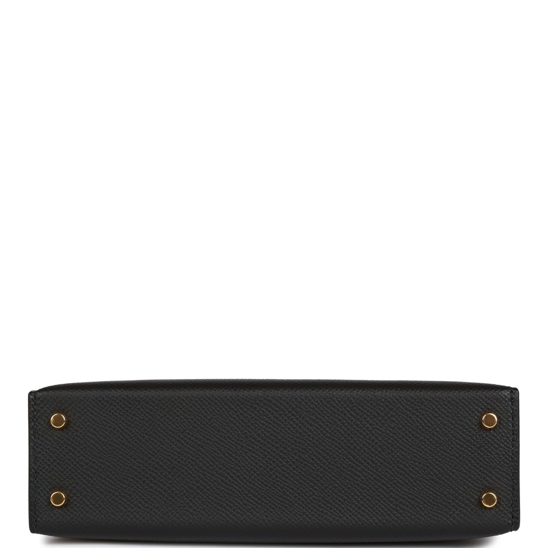 Hermes Kelly 20 Sellier Black Epsom Gold Hardware
