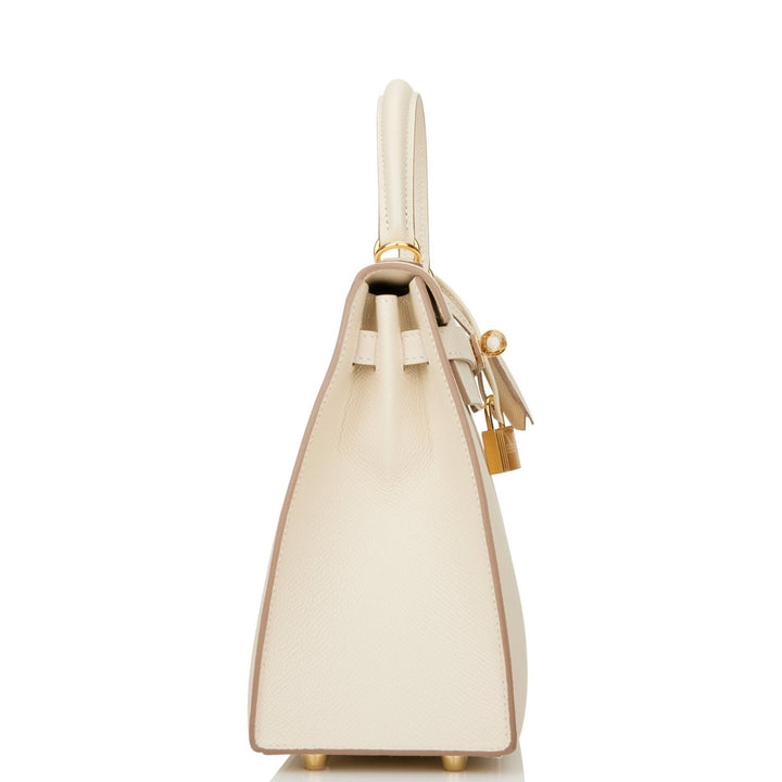 Hermes Kelly 25 Sellier Craie Epsom Gold Hardware