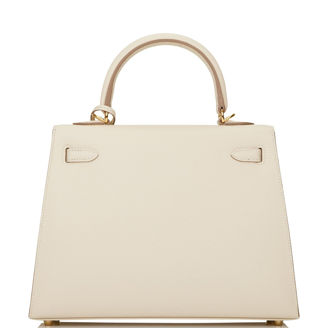 Hermes Kelly 25 Sellier Craie Epsom Gold Hardware