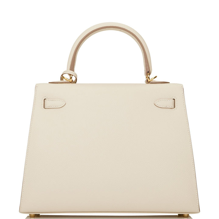 Hermes Kelly 25 Sellier Craie Epsom Gold Hardware