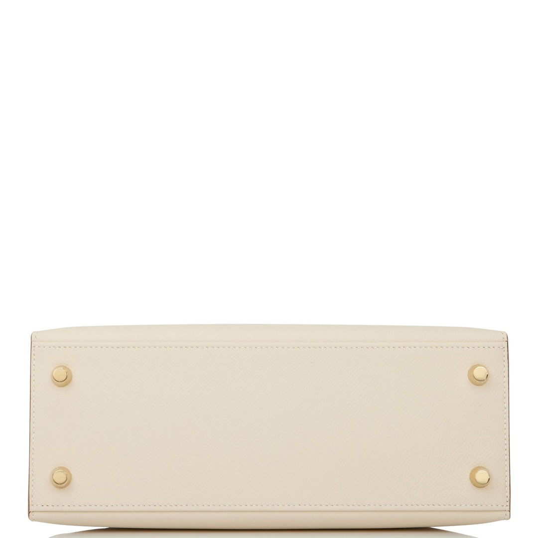 Hermes Kelly 25 Sellier Craie Epsom Gold Hardware