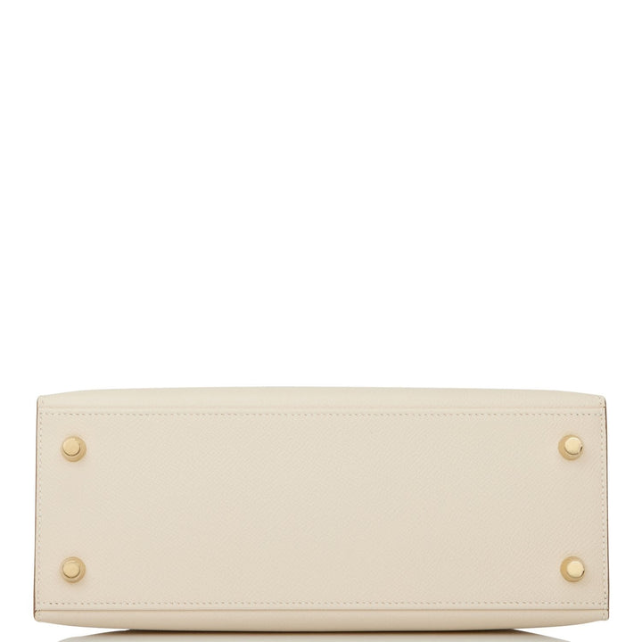 Hermes Kelly 25 Sellier Craie Epsom Gold Hardware