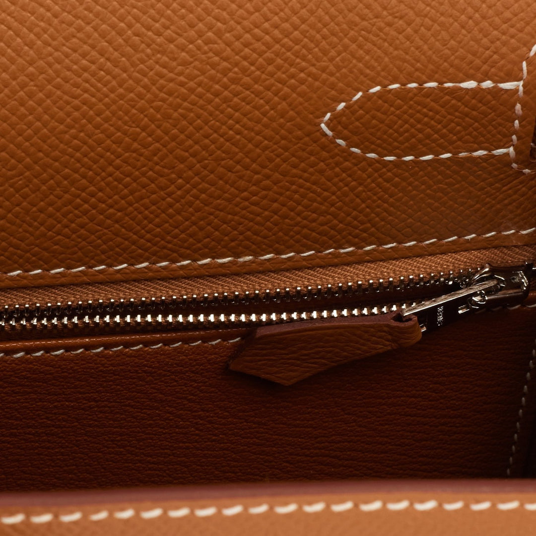 Hermes Kelly 28 Sellier Gold Epsom Palladium Hardware
