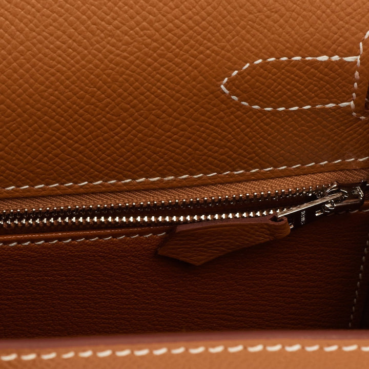 Hermes Kelly 28 Sellier Gold Epsom Palladium Hardware