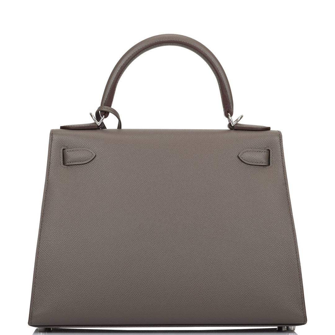 Hermes Kelly 28 Sellier Etain Epsom Palladium Hardware