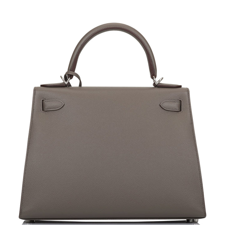 Hermes Kelly 28 Sellier Etain Epsom Palladium Hardware