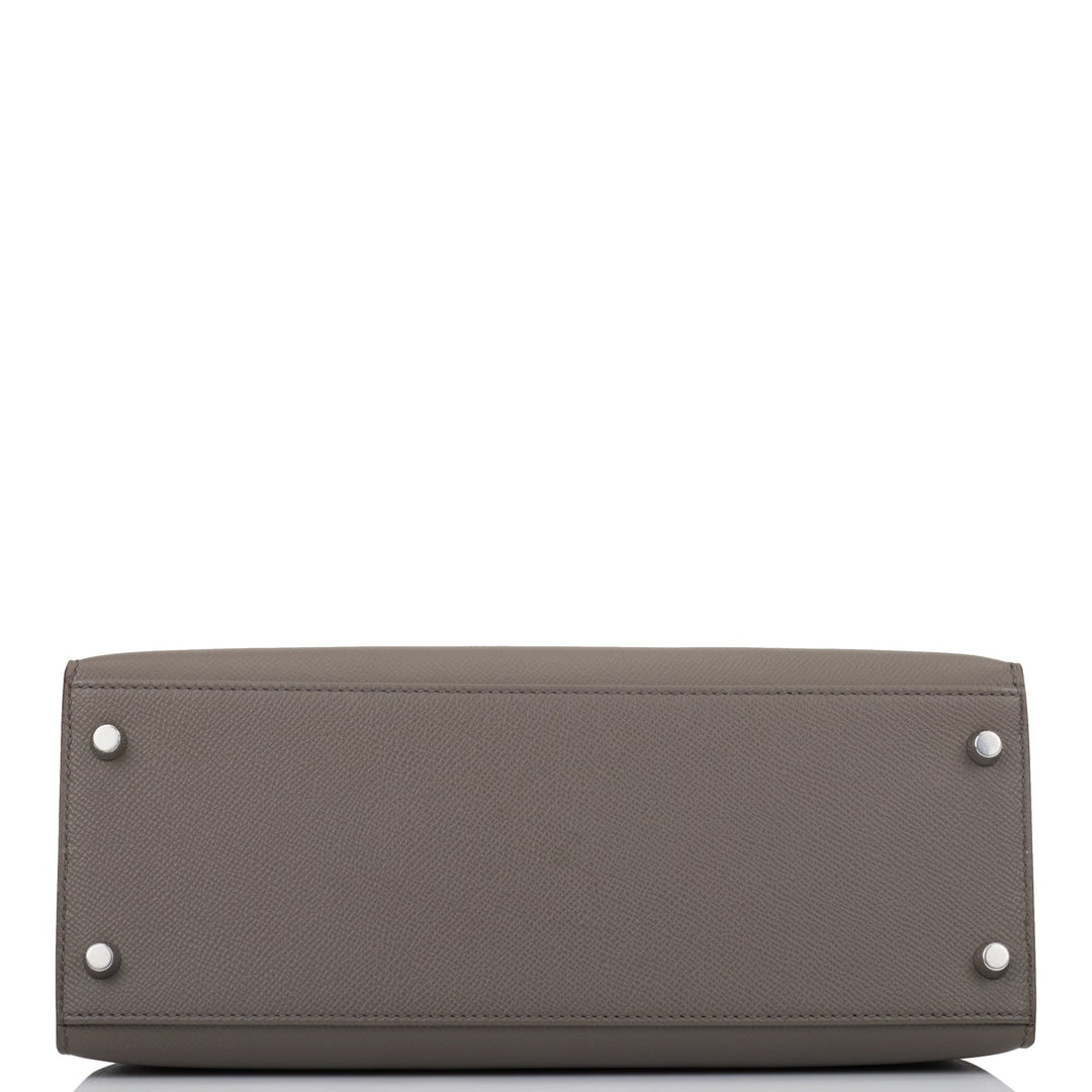 Hermes Kelly 28 Sellier Etain Epsom Palladium Hardware