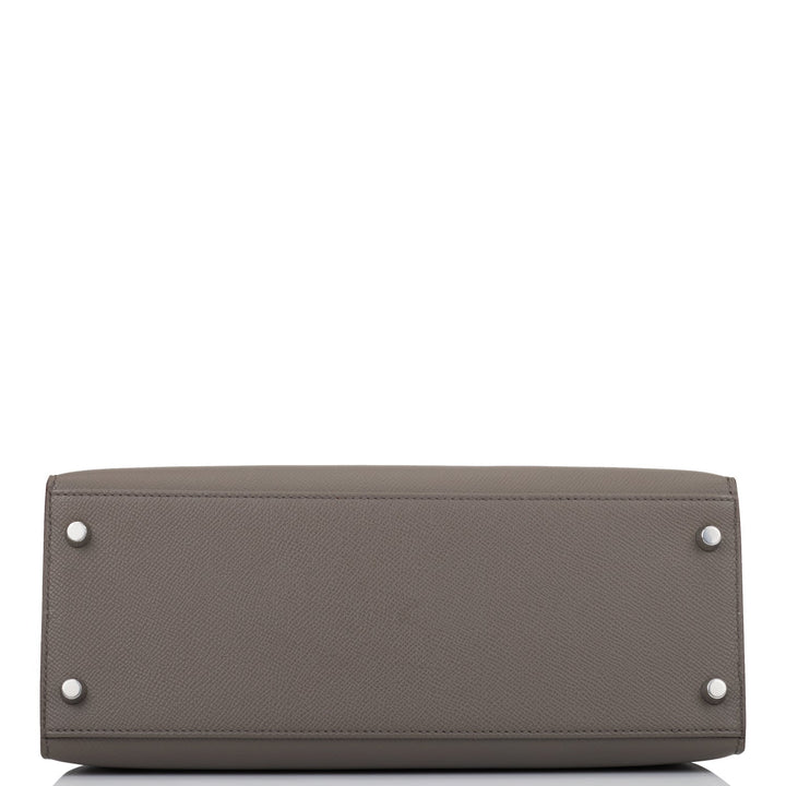 Hermes Kelly 28 Sellier Etain Epsom Palladium Hardware