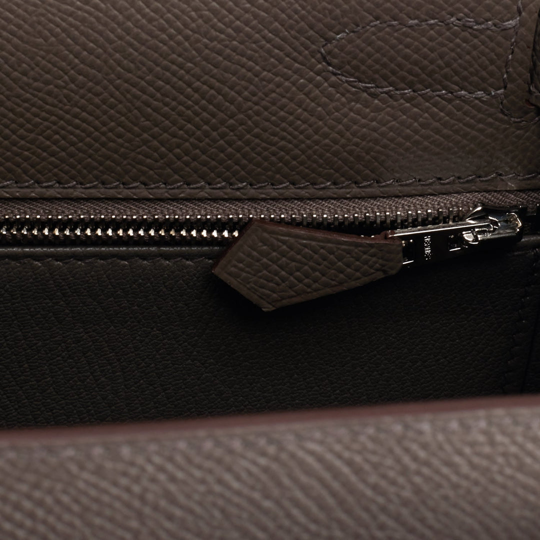 Hermes Kelly 28 Sellier Etain Epsom Palladium Hardware
