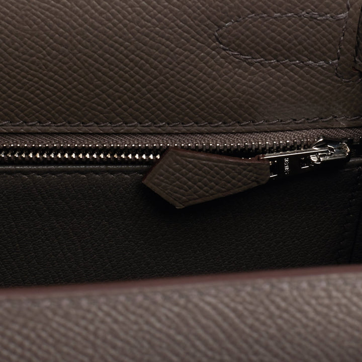 Hermes Kelly 28 Sellier Etain Epsom Palladium Hardware