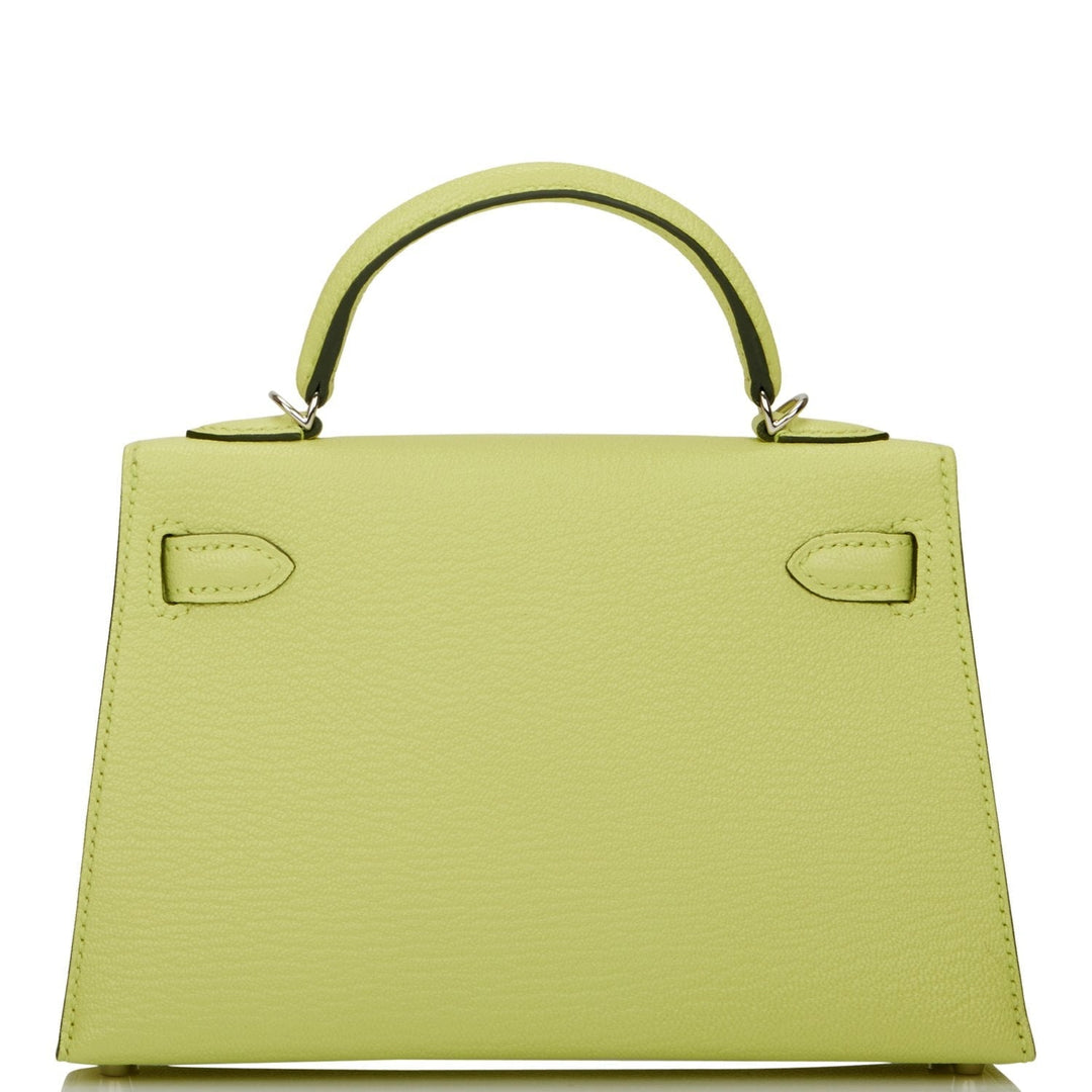 Hermes Kelly 20 Sellier Jaune Bourgeon Chevre Palladium Hardware