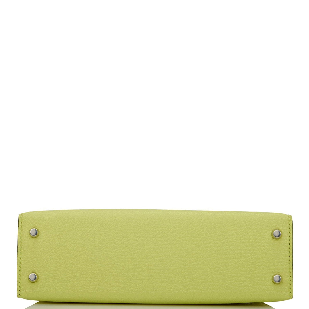 Hermes Kelly 20 Sellier Jaune Bourgeon Chevre Palladium Hardware