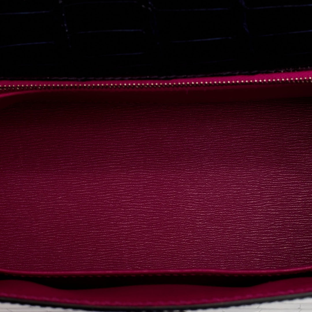 Hermes Kelly 25 Sellier Bleu Marine Verso Shiny Alligator Palladium Hardware